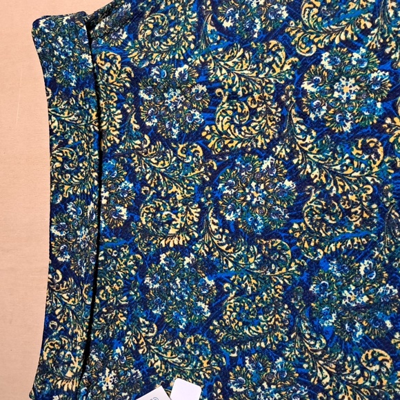 B29 NWT Cassie Floral Blue and Yellow Paisly Pencil Skirt Lularoe Sz Md Midi - Picture 3 of 8